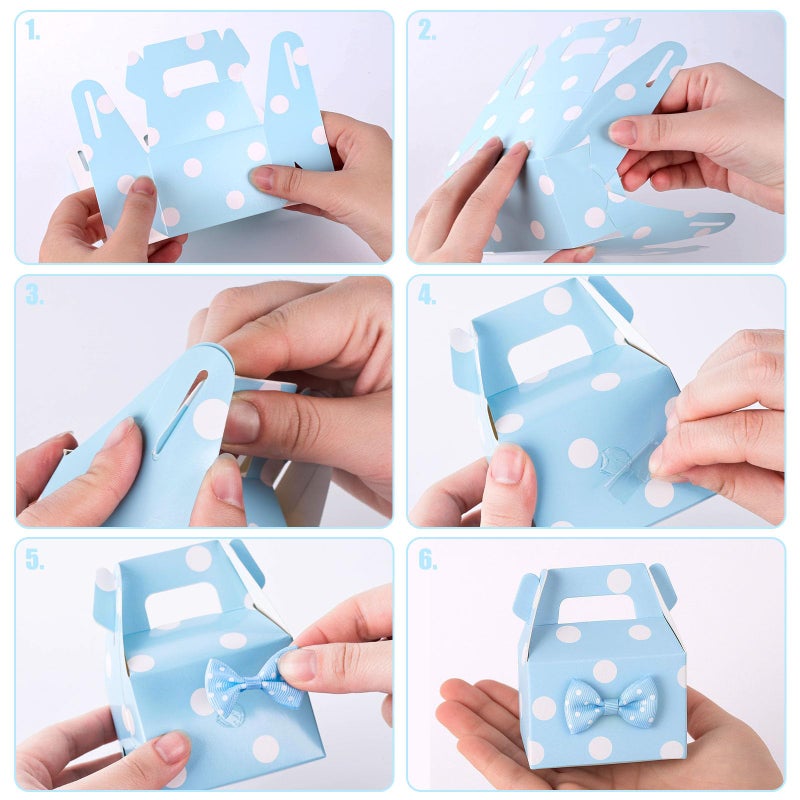 Vgoodall 30Pcs Party Favor Boxes Little Polka Dot Favor Boxes 2.8 X 2 X 4Inches Small Candy Bags Blue Treat Bags For Kids Candy Birthday Party Wedding - Image 5