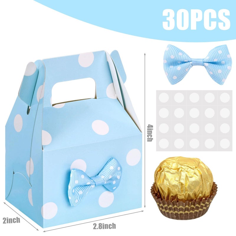Vgoodall 30Pcs Party Favor Boxes Little Polka Dot Favor Boxes 2.8 X 2 X 4Inches Small Candy Bags Blue Treat Bags For Kids Candy Birthday Party Wedding - Image 4