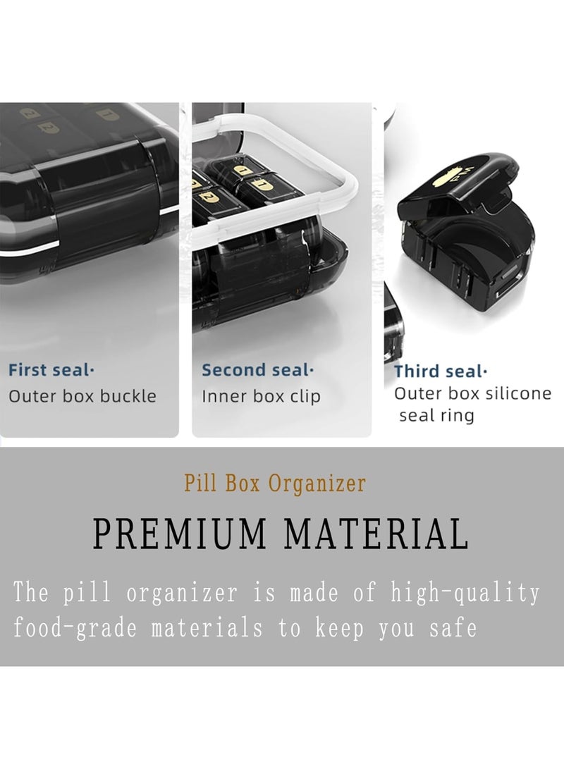 SOLARAE Removable Pill Box Organizer, 2 Compartments Small Pill Box AM PM, Portable 3 Day Travel Pill Organizer, Daily Pill Organizer for Vitamins, Medication, Supplements, Fish Oils, Black - Image 3