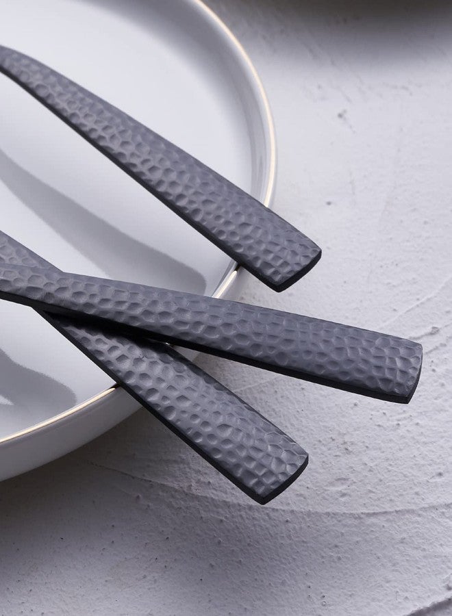 FULLYWARE Matte Black Dinner Fork Set of 6, 8.0 inches Stainless Steel Black Silverware, Metal Hammered, Satin Finish - Image 4