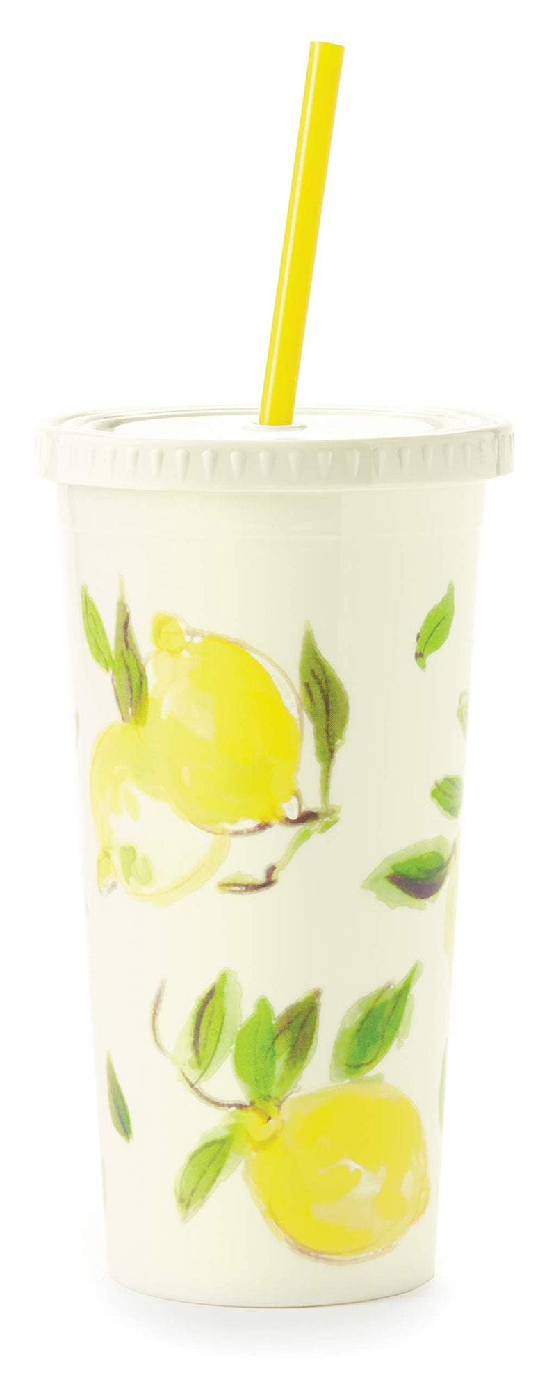 Kate Spade New York kate spade new york Kate Spade New York Insulated Tumbler with Reusable Straw, 20 Ounce Travel Cup with Lid, Lemons  - Image 2