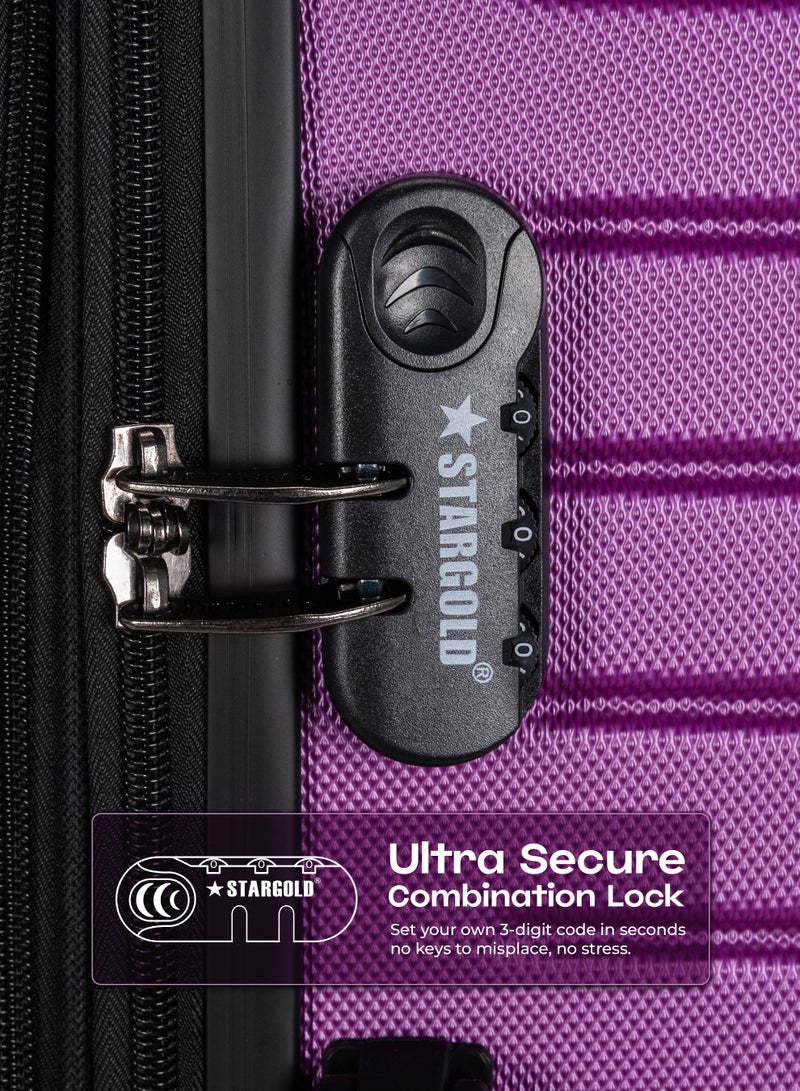 ستارجولد 4 عبوات من عربة أمتعة مقفلة ذات رقم دوار للجانب الصلب - Image 3