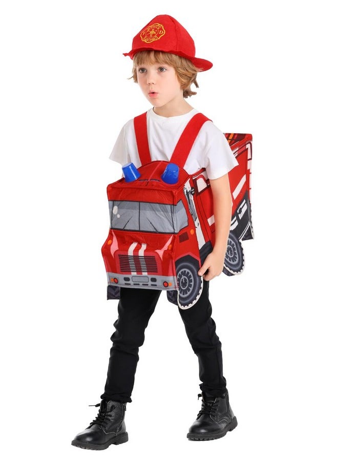 Seasons - Light And Sound Fire Truck Costume For Kids, 3-4 &5-7Years (3T-4T), Red - Image 1