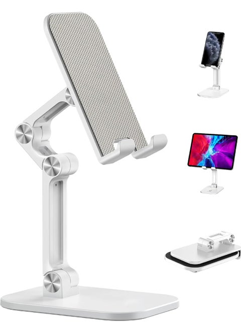 حامل الهاتف قابل للتعديل الارتفاع والزاوية حامل الهاتف الخليوي للمكتب حامل قابل للطي أطول حامل iPhone متوافق مع جميع الهواتف المحمولة/iPad/الكمبيوتر اللوحي مقاس 4-11 بوصة