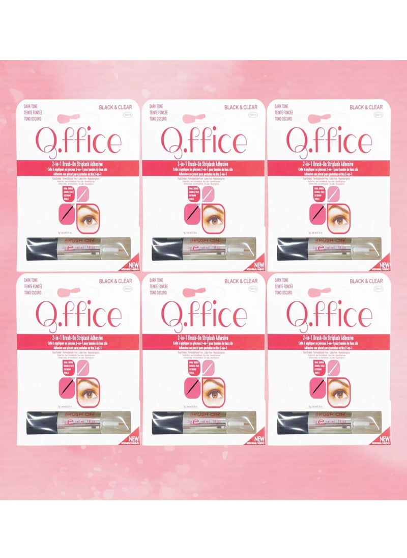 Office - 6 Pieces 2 in 1 Eyelash Glue Black And Clear 3g - Image 1