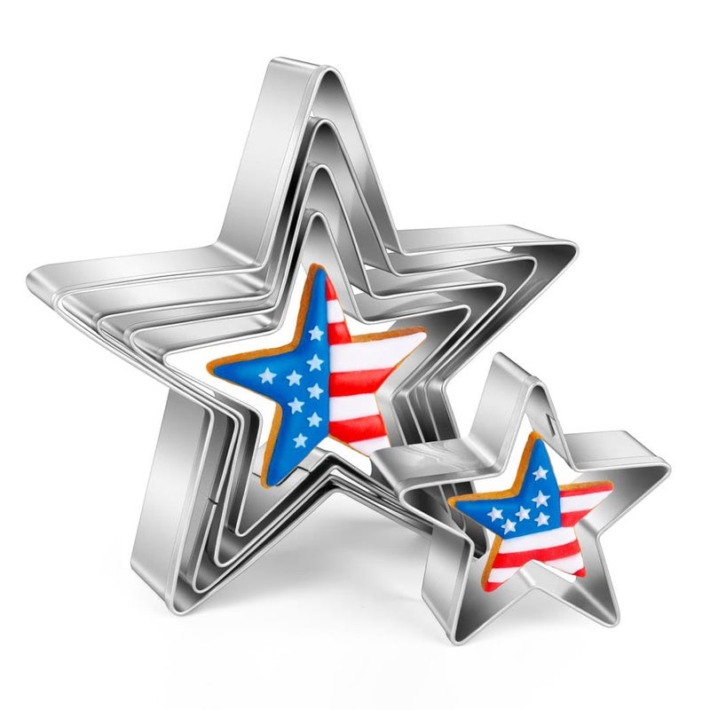 Star Cookie Cutter Set Gtmkina 5 Pieces Mini Star Shaped Biscuit Cutter Set Stainless Steel Small Cookie Cutters Set for DIY Holiday Party Decorations 1