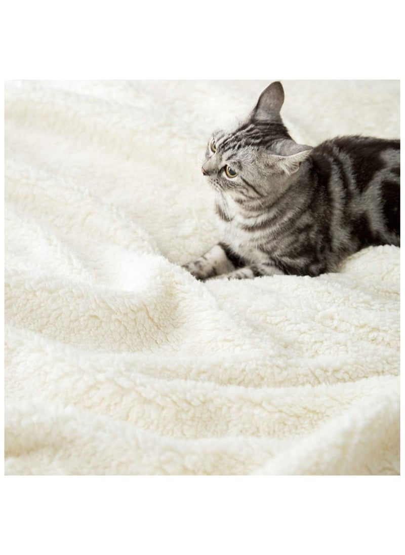 Fabienne - Soft Sheep Reversible King Size Sherpa Blanket for Bed Throw Sofa Travel Flannel Blanket Off White 220x240cm - Image 1