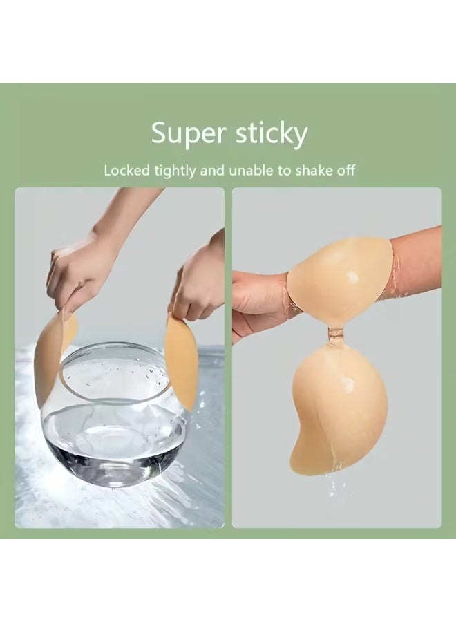 aeen Invisible Strapless Adhesive Bra Size D – Apricot Color – Secure Comfort and Elegant Look - Image 4