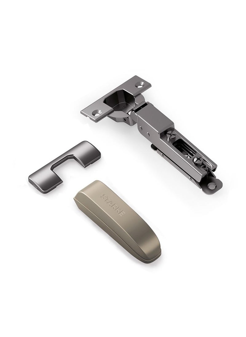 STARKE Pack Of 2 Half Overlay Soft Close Cabinet Wingless Hinge -Black Electroplated, 95 Degree Opening Angle, 16-25mm Application, Strong Hydraulic System - Gold Protective Cover & Screws included. - Image 2