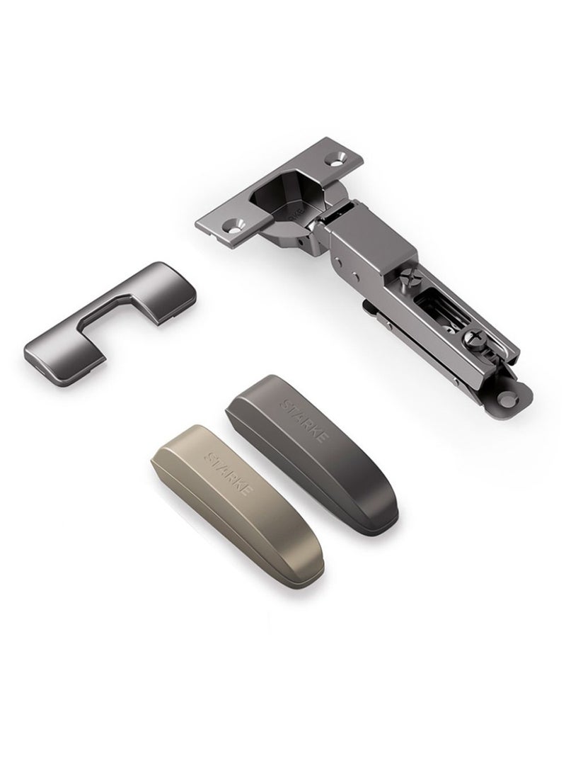 STARKE Pack Of 2 Half Overlay Soft Close Cabinet Wingless Hinge -Black Electroplated, 95 Degree Opening Angle, 16-25mm Application, Strong Hydraulic System - Gold Protective Cover & Screws included. - Image 3