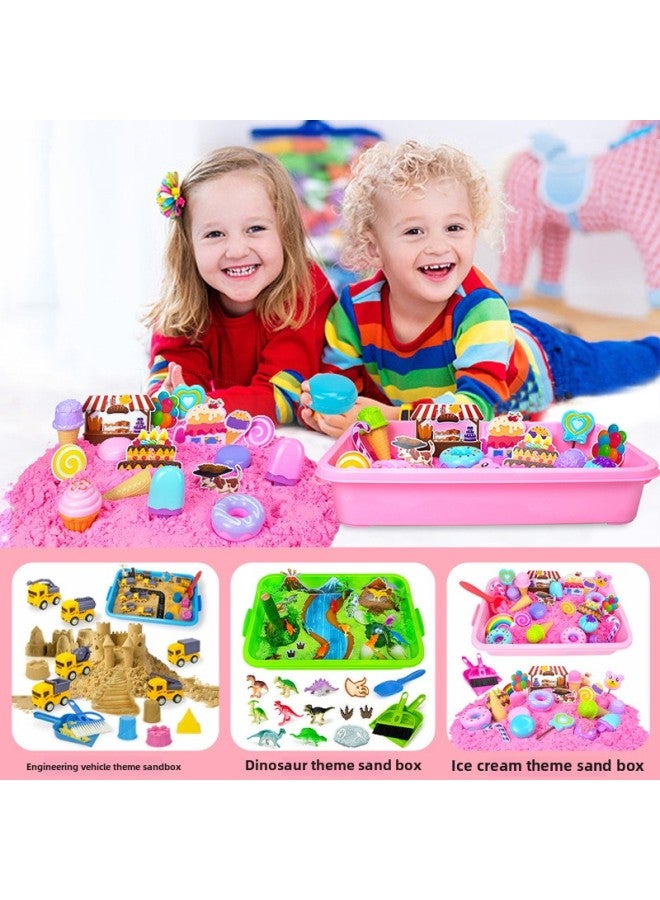 Hot Sale Kids Space Sandbox Theme Suit Construction Truck Ice Cream Clay Educational Handmade Toy-Color:Alloy Model-engineering Vehicle Sandbox - Image 2