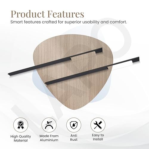 LAPO 4 Piece Cabinet Wardrobe Handle 36 inch, Long Pull Handle for Wardrobe with Comfy Grip, Aluminum Handle for Kitchen, Bedroom, Office, Cabinet Wardrobe with Screws (Black, 915mm (36 inch) M-OH - Image 3