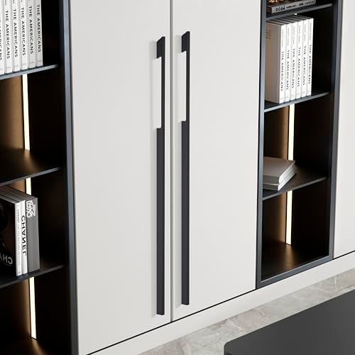 LAPO 4 Piece Cabinet Wardrobe Handle 36 inch, Long Pull Handle for Wardrobe with Comfy Grip, Aluminum Handle for Kitchen, Bedroom, Office, Cabinet Wardrobe with Screws (Black, 915mm (36 inch) M-OH - Image 1
