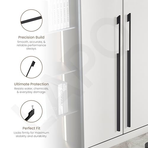 LAPO 4 Piece Cabinet Wardrobe Handle 36 inch, Long Pull Handle for Wardrobe with Comfy Grip, Aluminum Handle for Kitchen, Bedroom, Office, Cabinet Wardrobe with Screws (Black, 915mm (36 inch) M-OH - Image 4