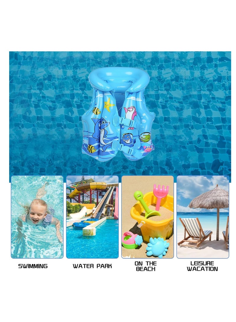 Inflatable Kid Float Swim Vest, Kids Float Swimsuit, Floaties Swim Aid, Floating Jacket,  with Adjustable Safety Strap PVC Quick Release Buckle for Beach, Swimming Learning Buoyancy Swimwear, M