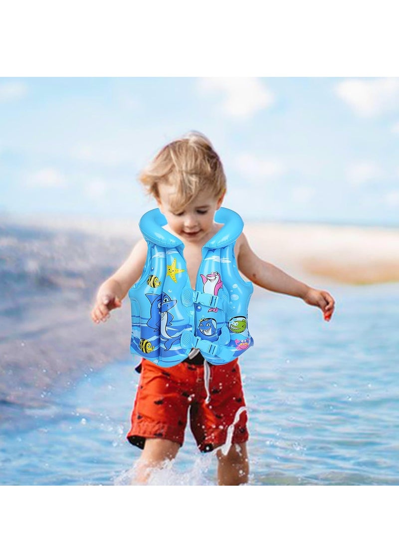 Inflatable Kid Float Swim Vest, Kids Float Swimsuit, Floaties Swim Aid, Floating Jacket,  with Adjustable Safety Strap PVC Quick Release Buckle for Beach, Swimming Learning Buoyancy Swimwear, M