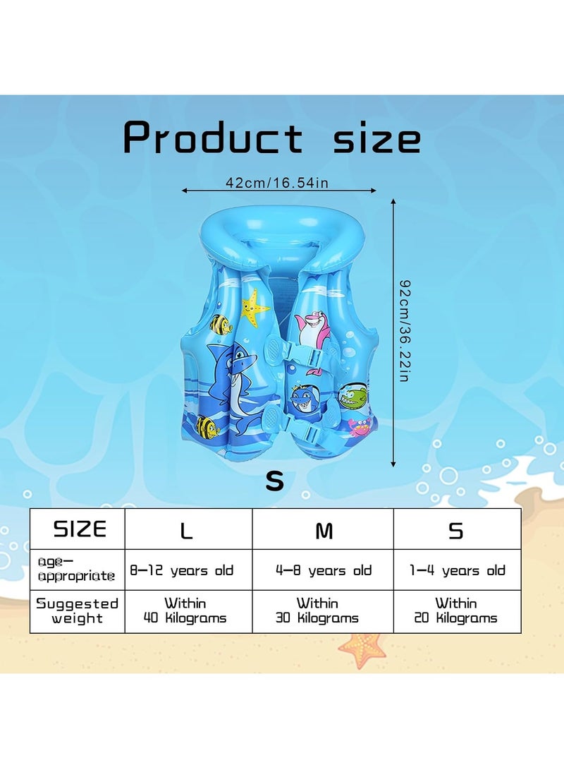 Inflatable Kid Float Swim Vest, Kids Float Swimsuit, Floaties Swim Aid, Floating Jacket,  with Adjustable Safety Strap PVC Quick Release Buckle for Beach, Swimming Learning Buoyancy Swimwear, M