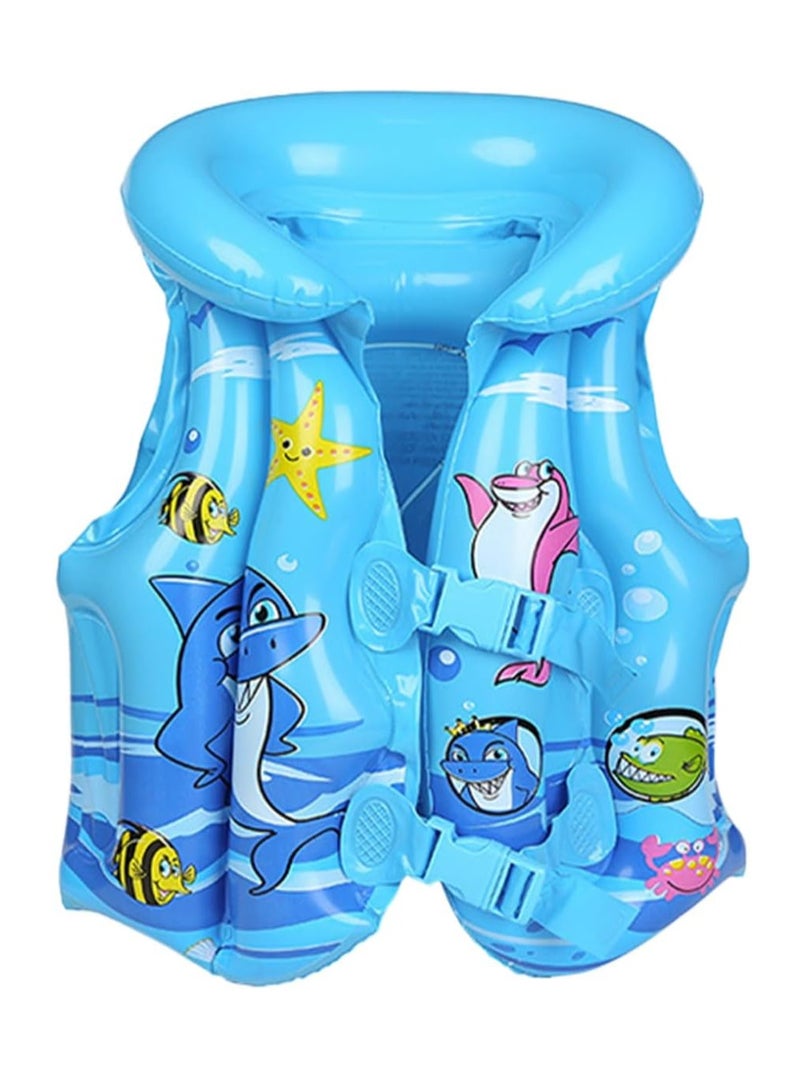 Inflatable Kid Float Swim Vest, Kids Float Swimsuit, Floaties Swim Aid, Floating Jacket,  with Adjustable Safety Strap PVC Quick Release Buckle for Beach, Swimming Learning Buoyancy Swimwear, M