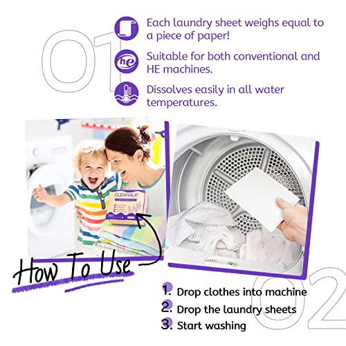 CLEARALIF Laundry Detergent Sheets 80 Sheets (Up to 160 Loads), Lavender - Great For Apartments, Dorms,Eco Friendly - Image 3
