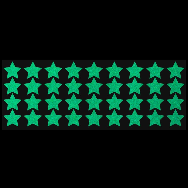 LiteMark Reflective Green 1 Inch Stars Sticker Decals for Helmets, Bicycles, Strollers, Wheelchairs and More - Pack of 36 - Image 2