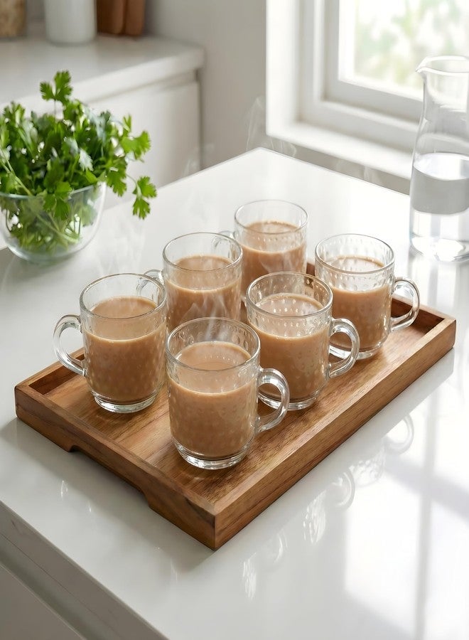 Birch & Co. طقم أكواب شاي من 6 قطع - طقم أكواب شاي، سعة كل كوب 200 مل، تصميم أنيق مضلع للشاي والقهوة والكابتشينو للاستخدام اليومي، مثالي للمنزل والمكتب والمقهى وكهدية، لون بيبل - Image 1