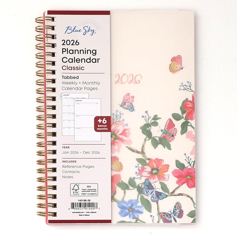 Blue Sky 2026 Weekly and Monthly Planner Calendar, January 2026 - December 2026, 5" x 8", Flexible Frosted Cover, Laminated Tabs, Durable Twin Wire Binding, Fly By - Image 1