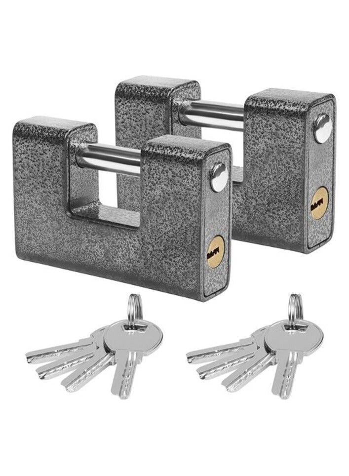 PROMASS Heavy Duty Padlocks with 8 Keys (2 Pack) - Hardened Solid Steel Hardware Monoblock Lock - 12mm Thick Shackle - Protect Garage Door, Containers, Sheds, Shutters, Lockers, Gates and Warehouses  - Image 1