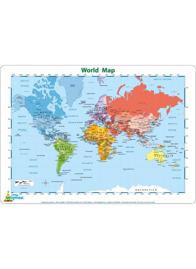 Little Wigwam Little Wigwam World Map Placemat  - Image 3