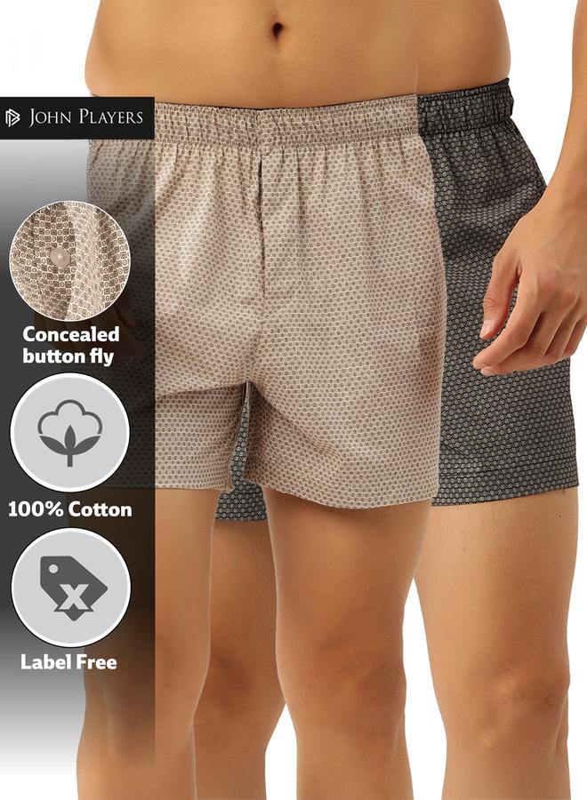 جون بلاير حزمة من 2 - بوكسرات بطبعة هندسية - قطن 100% - Image 2