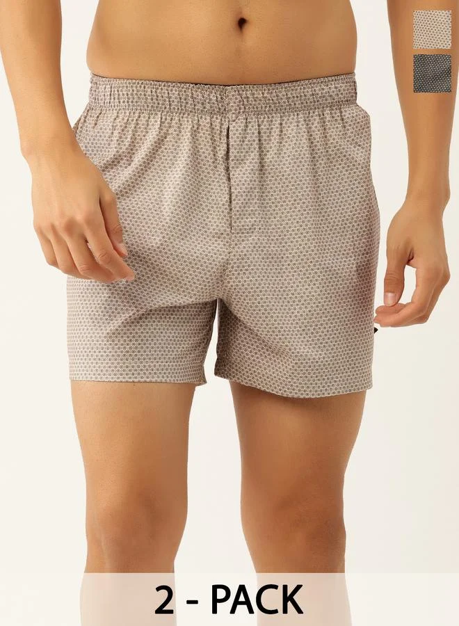 جون بلاير حزمة من 2 - بوكسرات بطبعة هندسية - قطن 100%