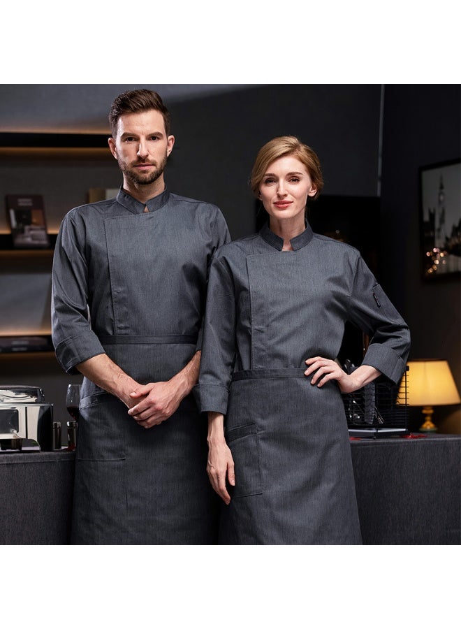 NIBEMINENT Long-sleeved Men's and Women's Kitchen Clothing High-end Hotel Western Restaurant Chef Work Uniform Men Chef Coat  - Image 1