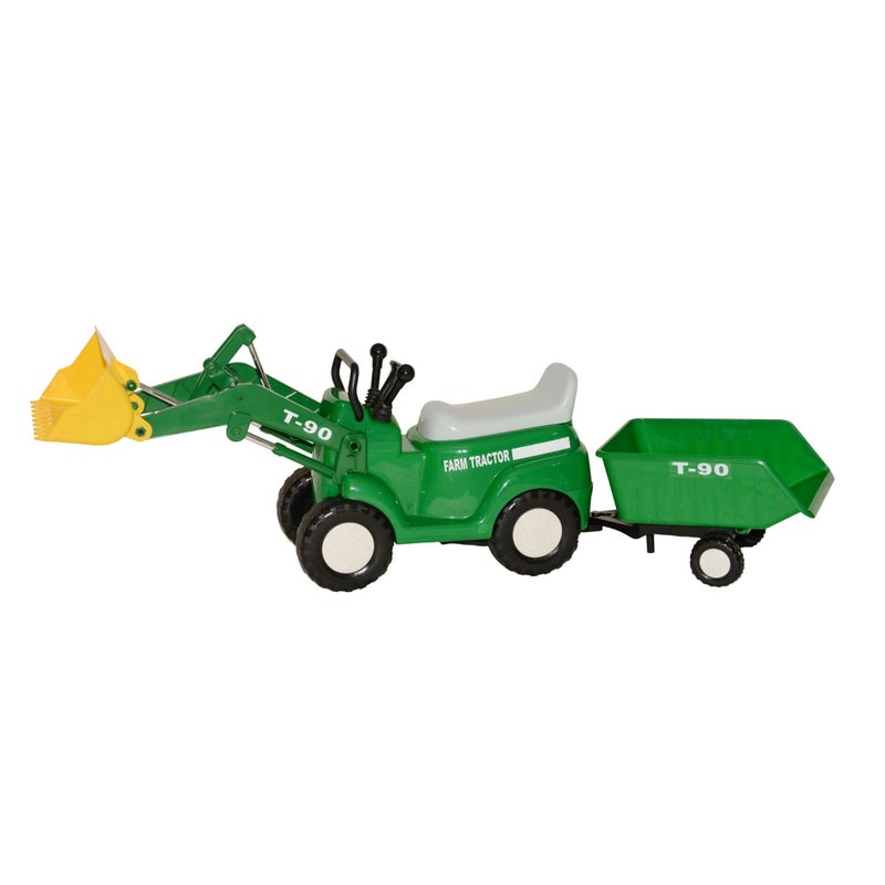 Skyteam Farm Tractor with Big Scoop and Removable Trailer RideOn Free Wheeling Realistic Engine Sound