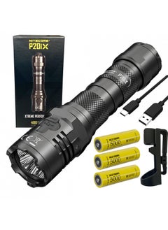 Nitecore Value Bundle P20iX USB-C Type-C USB LED Flashlight - 4000 Lumen - w/Premium Accessories- 2X Extra NL2150HPi and Eco-Sensa Belt Holster