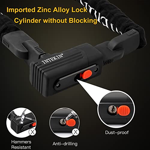INTEKIN Bike Chain Lock 3FT 8mm Thick Steel Chain Heavy Duty Bike Lock Anti-Theft Bicycle Chain Lock with 3 Keys for E-Bike, Motorcycle, Gate, Fence - Image 3