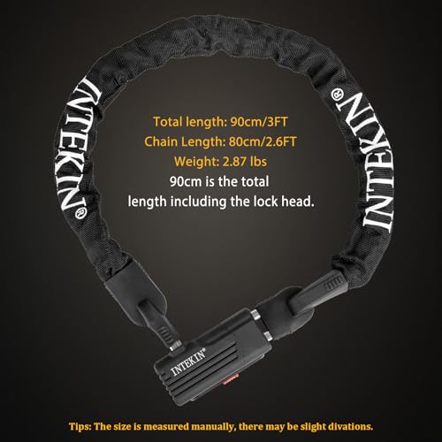 INTEKIN Bike Chain Lock 3FT 8mm Thick Steel Chain Heavy Duty Bike Lock Anti-Theft Bicycle Chain Lock with 3 Keys for E-Bike, Motorcycle, Gate, Fence - Image 5