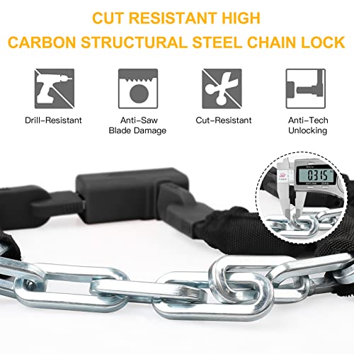 INTEKIN Bike Chain Lock 3FT 8mm Thick Steel Chain Heavy Duty Bike Lock Anti-Theft Bicycle Chain Lock with 3 Keys for E-Bike, Motorcycle, Gate, Fence - Image 2