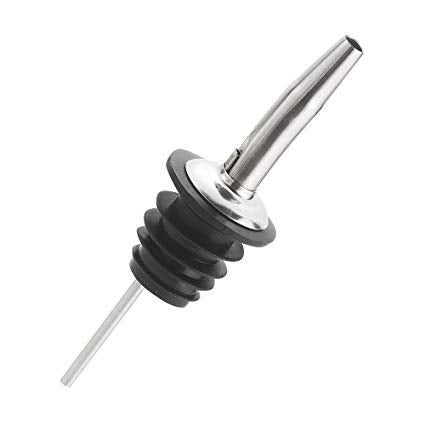NJ OVERSEAS NCO Liquor Metal Pourers, Bottle Pourer with Tapered Spout, Best for Pouring Wine, Spirits, Syrup and Olive Oil with Black caps- Set of 3 Pcs - Image 3
