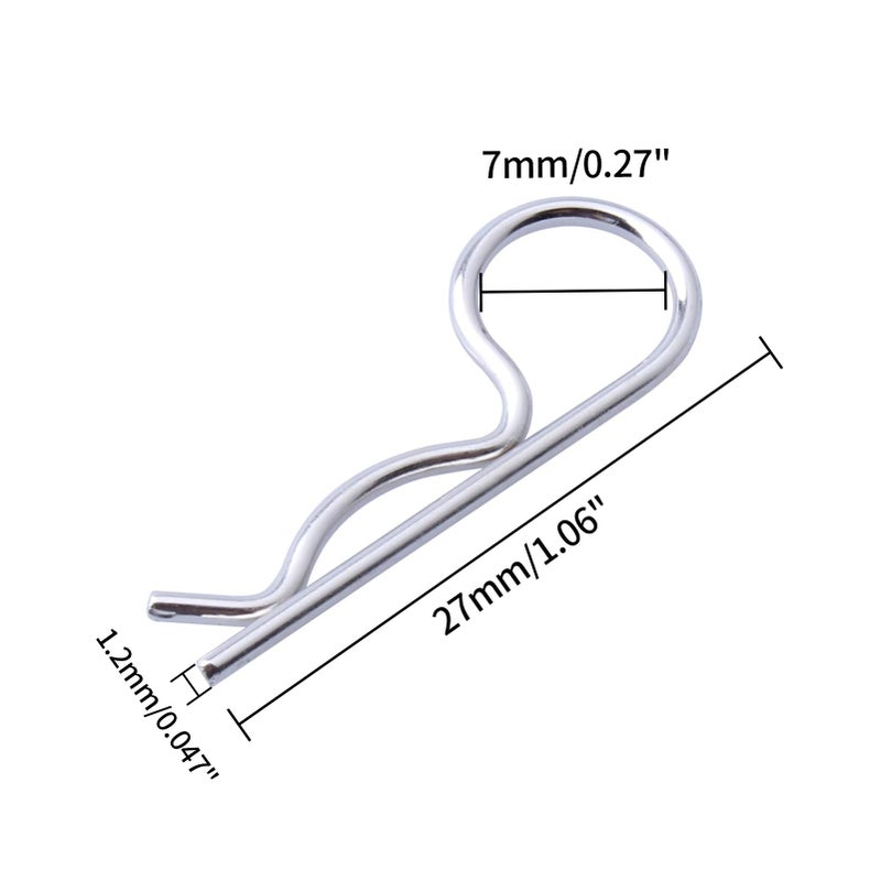 Hobbyfire 100PCS Universal RC Body Clips Pins for All 1/10 1/12 Scale Traxxas Redcat Axial SCX10 Losi HPI Himoto HSP Exceed RC Car Parts Truck Buggy Shell Replacement (Silver) - Image 4