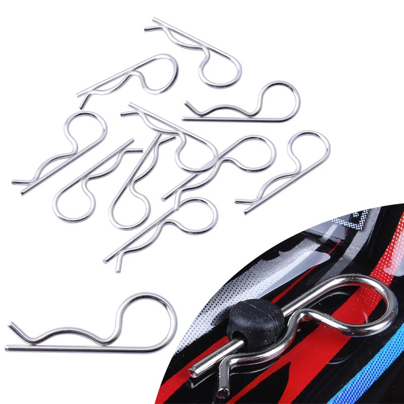 Hobbyfire 100PCS Universal RC Body Clips Pins for All 1/10 1/12 Scale Traxxas Redcat Axial SCX10 Losi HPI Himoto HSP Exceed RC Car Parts Truck Buggy Shell Replacement (Silver) - Image 1