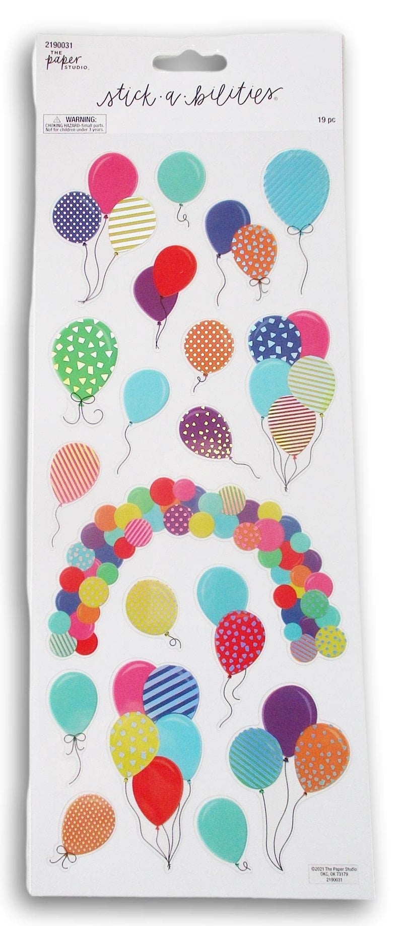 Party Balloons Foil Stickers for Journaling Scrapbooking Cardmaking Arts Crafts 19 Pieces