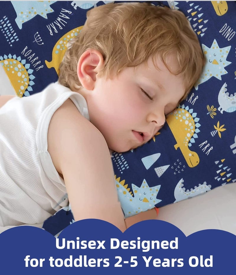 Aisawate Baby Toddler Pillowcase, 2 Pack 100% Soft Cotton Cot Bed Pillow Pair Cases for Boys Girls Bedding, Kids Pillow Covers 40 x 60cm, Travel Small Pillow Pillowcase with Envelope Closure (Dinosaur+Tractor)  - Image 2