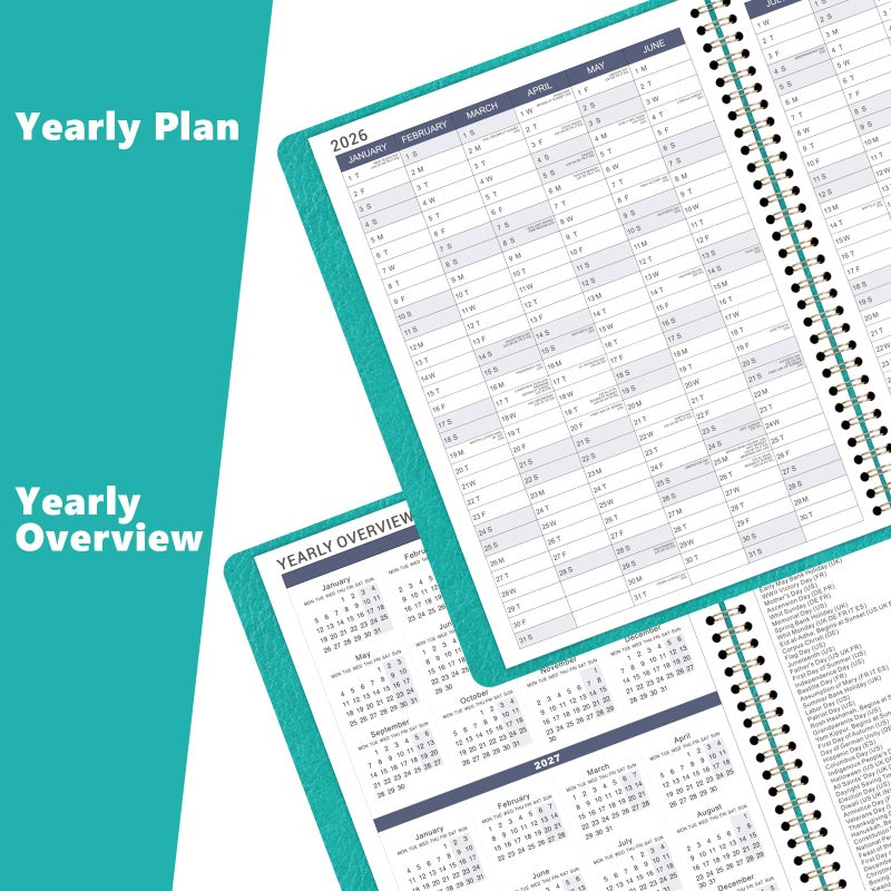 Artfan 2026 Weekly Appointment Book & Planner - Large 2026 Daily Hourly Planner, JAN 2026 - DEC 2026, 8.5" x 11", Appointment Book with 15-Minute Interval, Thick Paper, Pocket, Turquoise - Image 5