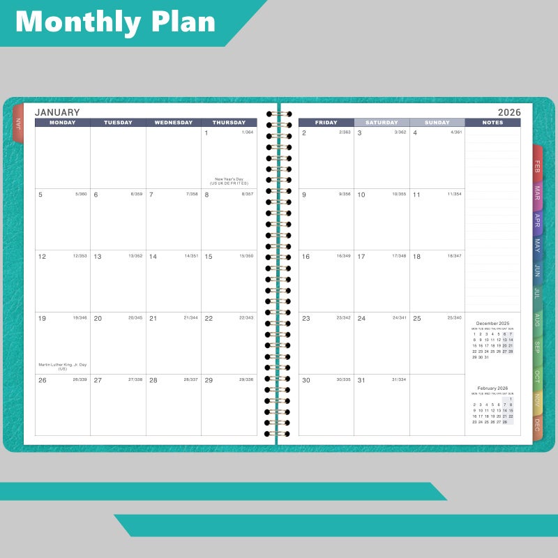 Artfan 2026 Weekly Appointment Book & Planner - Large 2026 Daily Hourly Planner, JAN 2026 - DEC 2026, 8.5" x 11", Appointment Book with 15-Minute Interval, Thick Paper, Pocket, Turquoise - Image 3