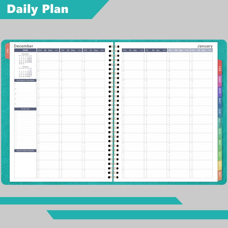 Artfan 2026 Weekly Appointment Book & Planner - Large 2026 Daily Hourly Planner, JAN 2026 - DEC 2026, 8.5" x 11", Appointment Book with 15-Minute Interval, Thick Paper, Pocket, Turquoise - Image 4