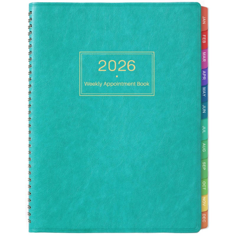Artfan 2026 Weekly Appointment Book & Planner - Large 2026 Daily Hourly Planner, JAN 2026 - DEC 2026, 8.5" x 11", Appointment Book with 15-Minute Interval, Thick Paper, Pocket, Turquoise - Image 1