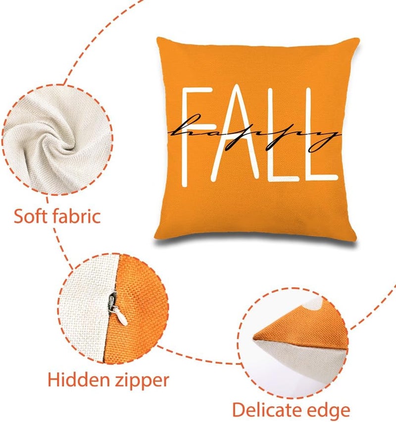 YUJUN 4 Pack Fall Pillow Covers Decoration,18x18in Buffalo Plaid Farmhouse Pumpkin Maple Leaves Thanksgiving Fall Throw Pillows Cushion Case Couch Decor for Autumn Home Outdoor Decorations - Image 3
