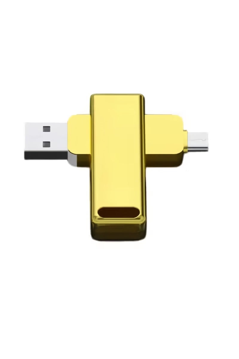 USB Flash Memory Stick, 2 In 1 Portable Thumb Drive, Compact And Durable USB Flash Drive, High Speed Pen Drive For Mobile Phones Tablets Laptops, (1pc, Golden, 32GB) - Image 1