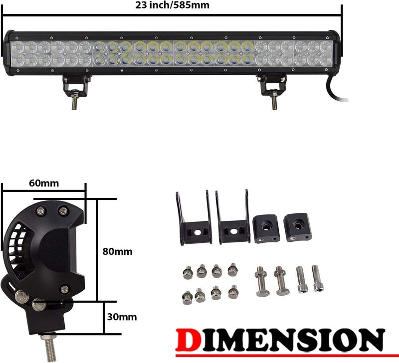 سكاي وورلد شريط إضاءة عمل LED من مقاس 23 بوصة بقدرة 144 واط، شعاع مدمج بقعة وفيض، 12V 24V، أضواء القيادة للطرق الوعرة ومصباح ضباب لسيارة شاحنة 4x4 ومركبة ATV وSUV وقارب، مقاوم للماء، أبيض 6000K - Image 2
