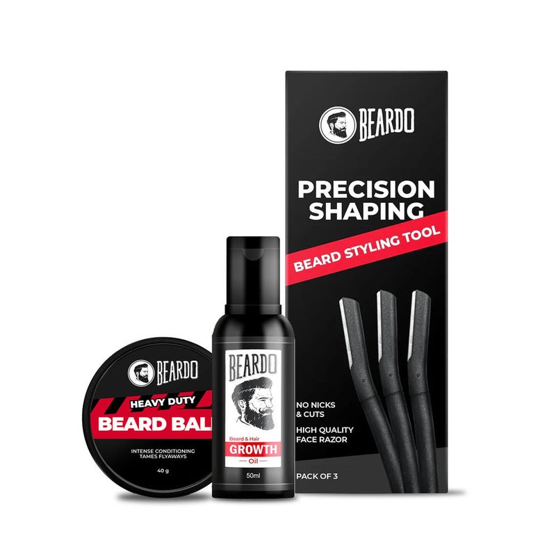 BEARDO The Alpha Beard Kit (Beardo Beard n Hair Growth Oil 50ml + Beardo Heavy Duty Beard Balm 40g +  Beardo Beard Styling Tool) - Image 1
