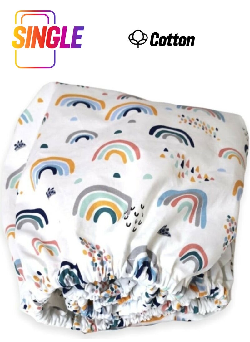 Bebek Özel Baby Special Cotton Baby and Kids Fitted Sheet Cute Rainbow 80x160 cm  - Image 1